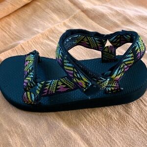 Kids TEVA Patterned Sandals - Black and Multicolor worn twice size 13 kids